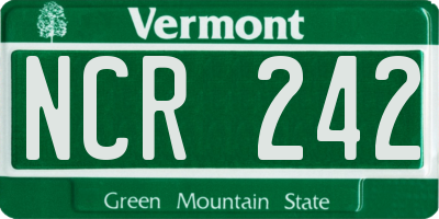 VT license plate NCR242