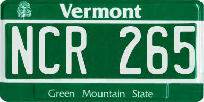 VT license plate NCR265