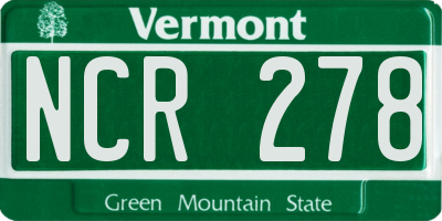 VT license plate NCR278