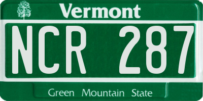 VT license plate NCR287