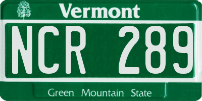VT license plate NCR289