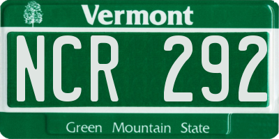 VT license plate NCR292