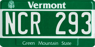 VT license plate NCR293