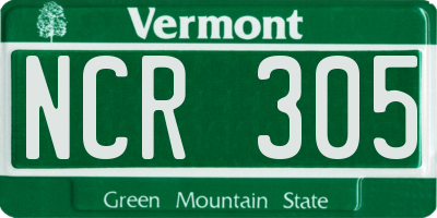 VT license plate NCR305