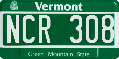 VT license plate NCR308