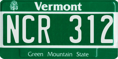 VT license plate NCR312
