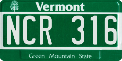 VT license plate NCR316
