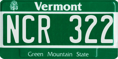 VT license plate NCR322