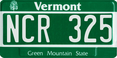 VT license plate NCR325