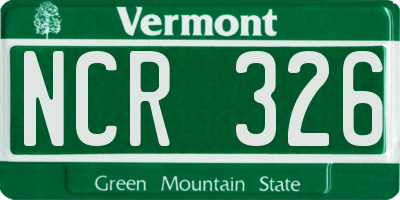 VT license plate NCR326