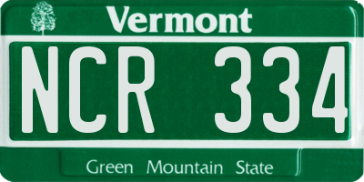 VT license plate NCR334