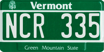 VT license plate NCR335