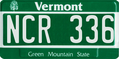 VT license plate NCR336