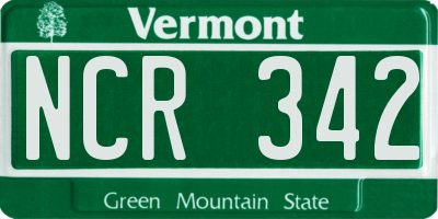 VT license plate NCR342