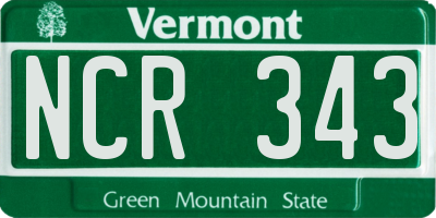 VT license plate NCR343