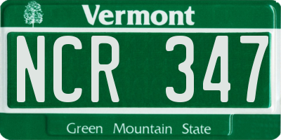 VT license plate NCR347
