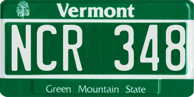 VT license plate NCR348