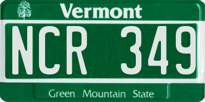 VT license plate NCR349