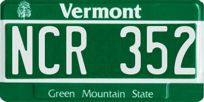 VT license plate NCR352