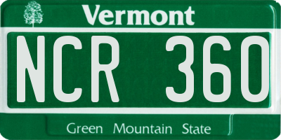 VT license plate NCR360