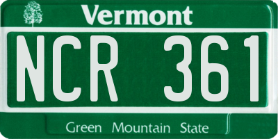 VT license plate NCR361
