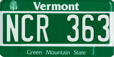 VT license plate NCR363