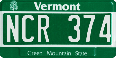 VT license plate NCR374