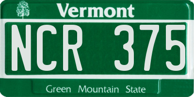 VT license plate NCR375