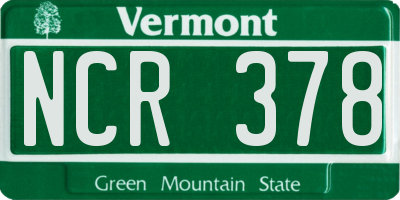 VT license plate NCR378