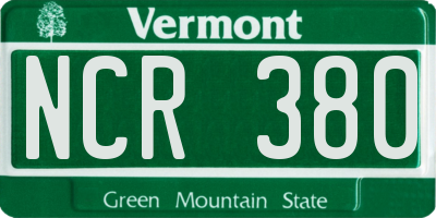 VT license plate NCR380