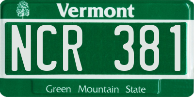 VT license plate NCR381