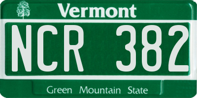 VT license plate NCR382