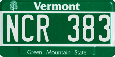 VT license plate NCR383