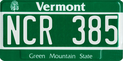 VT license plate NCR385