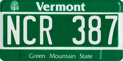 VT license plate NCR387