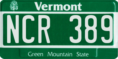 VT license plate NCR389