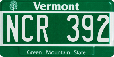 VT license plate NCR392