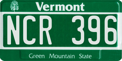 VT license plate NCR396