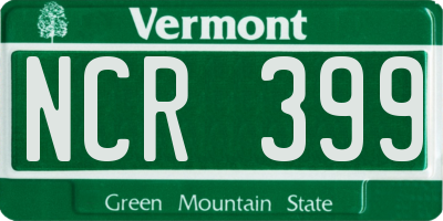 VT license plate NCR399