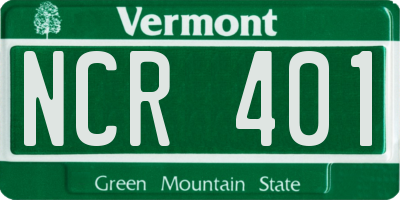 VT license plate NCR401