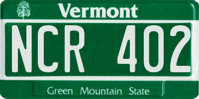 VT license plate NCR402