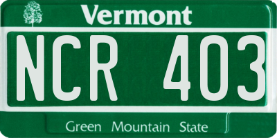 VT license plate NCR403