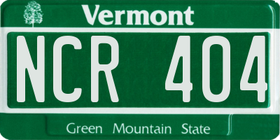 VT license plate NCR404