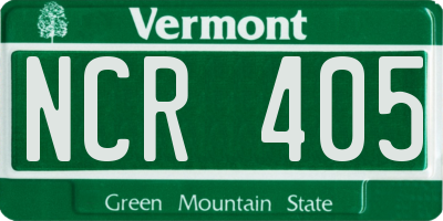 VT license plate NCR405