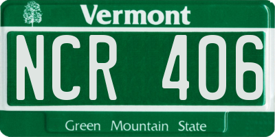 VT license plate NCR406