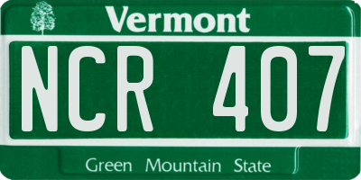 VT license plate NCR407