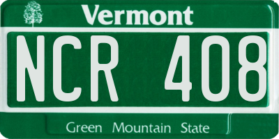 VT license plate NCR408