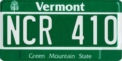 VT license plate NCR410
