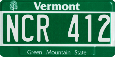 VT license plate NCR412