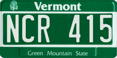 VT license plate NCR415